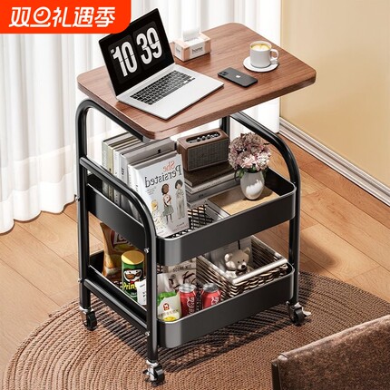 可移动小推车收纳置物架床头柜客厅沙发边几茶几零食收纳架子床边