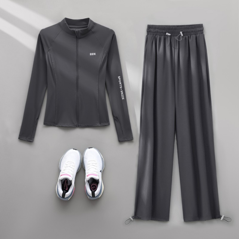 专业跑步女训练服2025秋季新款晨跑速干衣羽毛球健身运动套装瑜伽