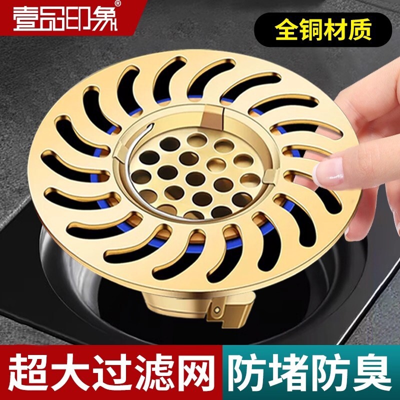 全铜地漏厕所防臭器卫生间下水道毛发过滤排水封闭盖内芯通用防虫