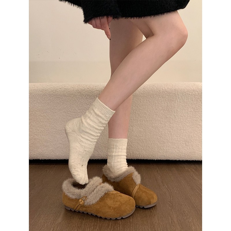 平底加绒保暖全包勃肯鞋毛毛鞋女2025新款冬季雪地靴毛绒豆豆棉鞋,女鞋,玛丽珍鞋,淘宝优惠券,粉丝福利购,淘宝优惠卷