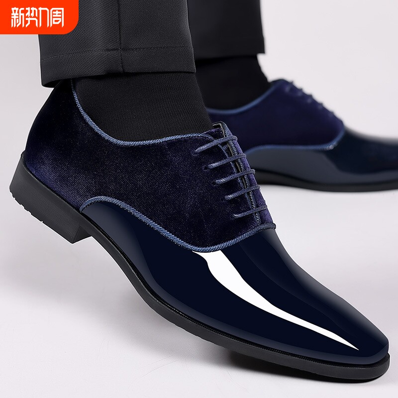 意尓康男士正装商务皮鞋轻便潮流男鞋低帮英伦尖头现货结婚新郎鞋