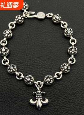 ODEK潮牌高级复古童军花球手链鸢尾花霸气经典男士中性中古重工