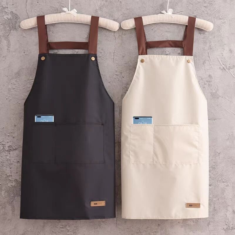 新款围裙厨房防水防油上班工作服简约餐饮女韩版做饭围腰薄男春秋