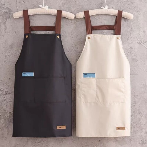 新款围裙厨房防水防油上班工作服简约餐饮女韩版做饭围腰薄男春秋