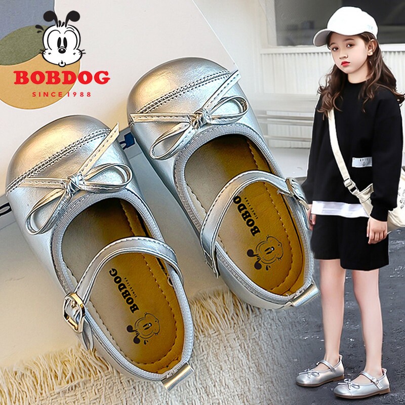 巴布豆女童小皮鞋2026新款春季时尚软底儿童鞋女孩公主单鞋浅口