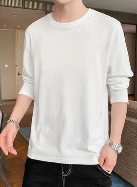 长袖t恤打底衫男款男士春秋季圆领内搭上衣服纯棉白色卫衣黑色