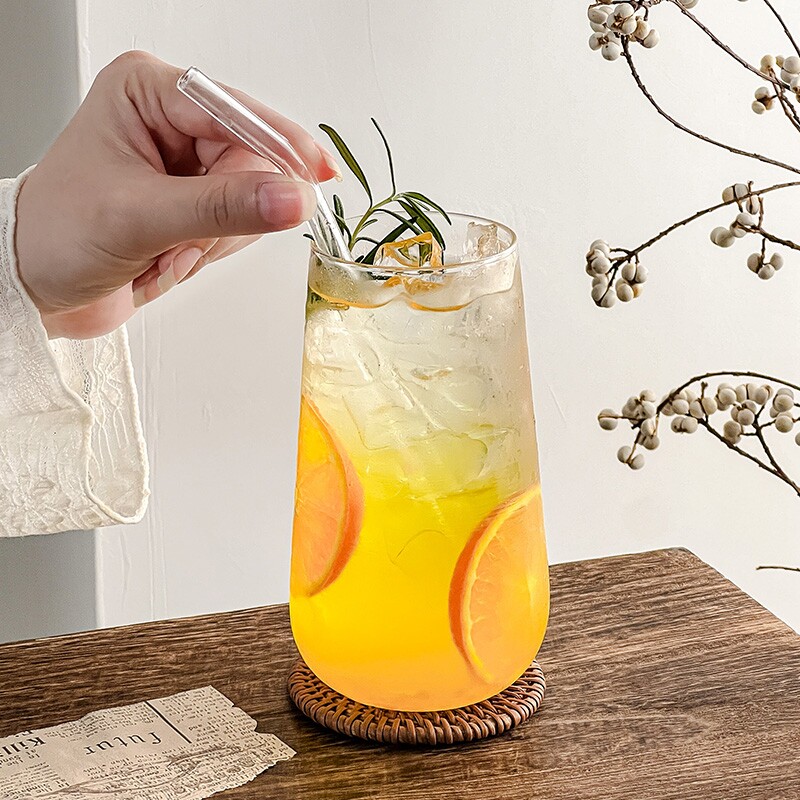 ins风轻薄玻璃杯 网红餐厅水果茶杯苏打气泡水杯冷饮料杯喝水杯子