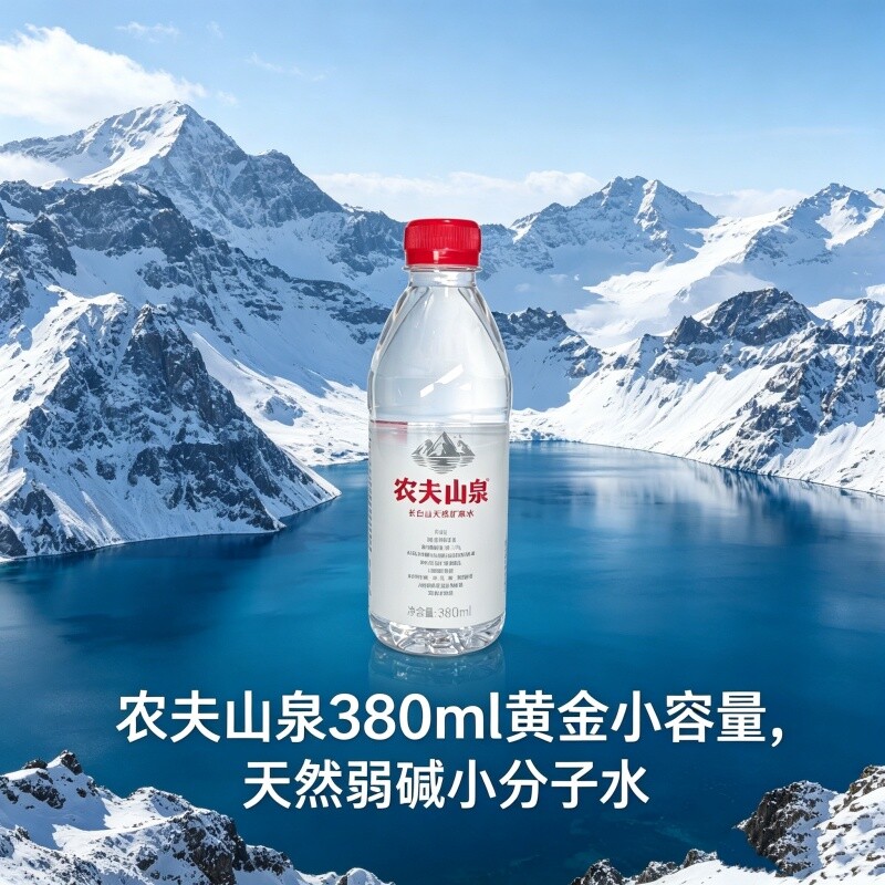 农夫山泉天然矿泉水380ml*15瓶小分子弱碱开车随身饮用瓶装饮水