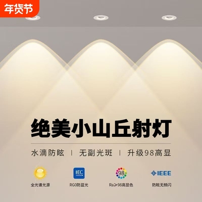 彩虹小山丘射灯全光谱嵌入式led客厅家用2025新款双眼皮防眩筒灯