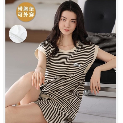 带胸垫女士夏季睡衣套装