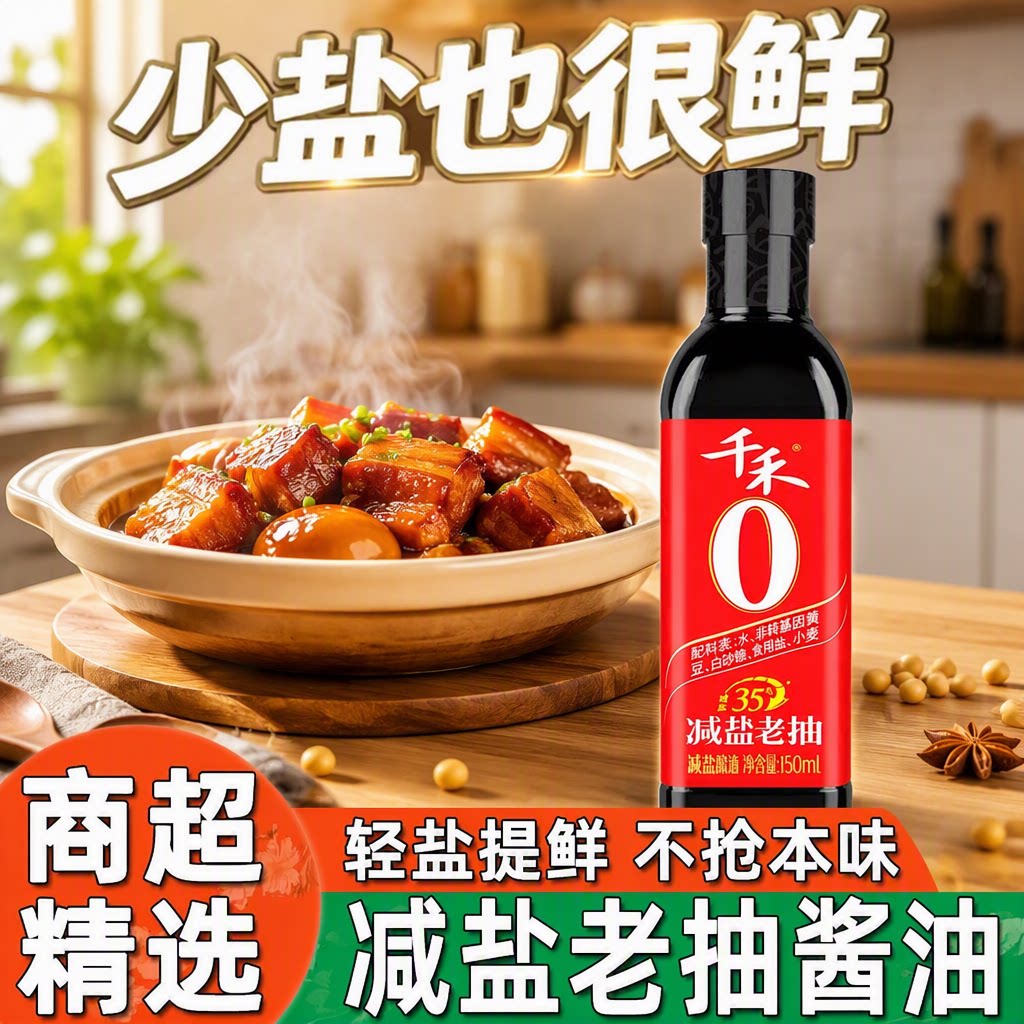 千禾特级老抽酱油150ml零添加非转基因大黄豆家红烧家用减盐酿造图片