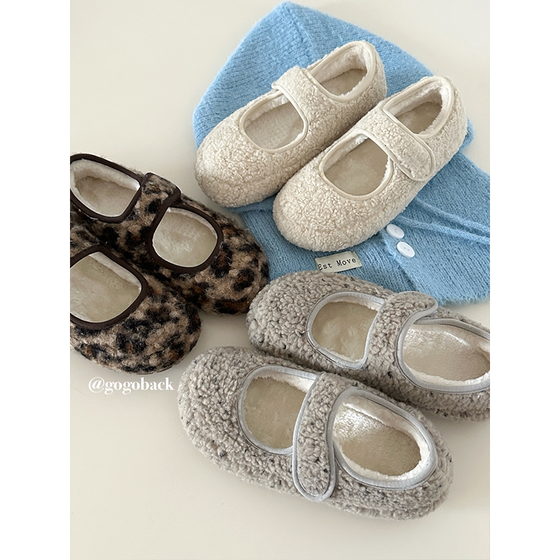 gogoback芝麻糊小棉鞋～保暖加绒玛丽珍鞋女秋冬外穿魔术贴毛毛鞋