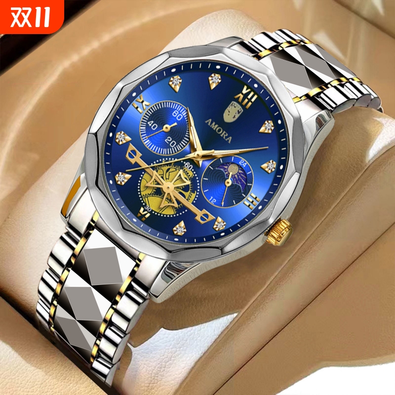 罗马系列石英表男士全自动时尚镂空手表新款夜光表星空