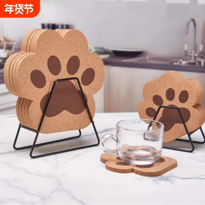 软木隔热垫可爱猫爪杯垫木质锅垫防烫咖啡餐垫桌垫家用桌面厨房,餐饮具,餐垫,淘宝优惠券,粉丝福利购,淘宝优惠卷