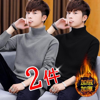 加绒大码高领男款毛衣保暖
