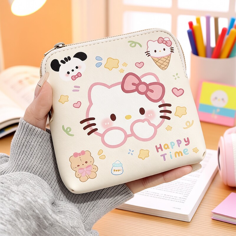 零钱包儿童女孩可爱收纳kitty迷你小包包卫生巾包纸巾袋证件耳机图片