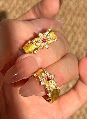 中古老钱风少女心事拉丝戒指