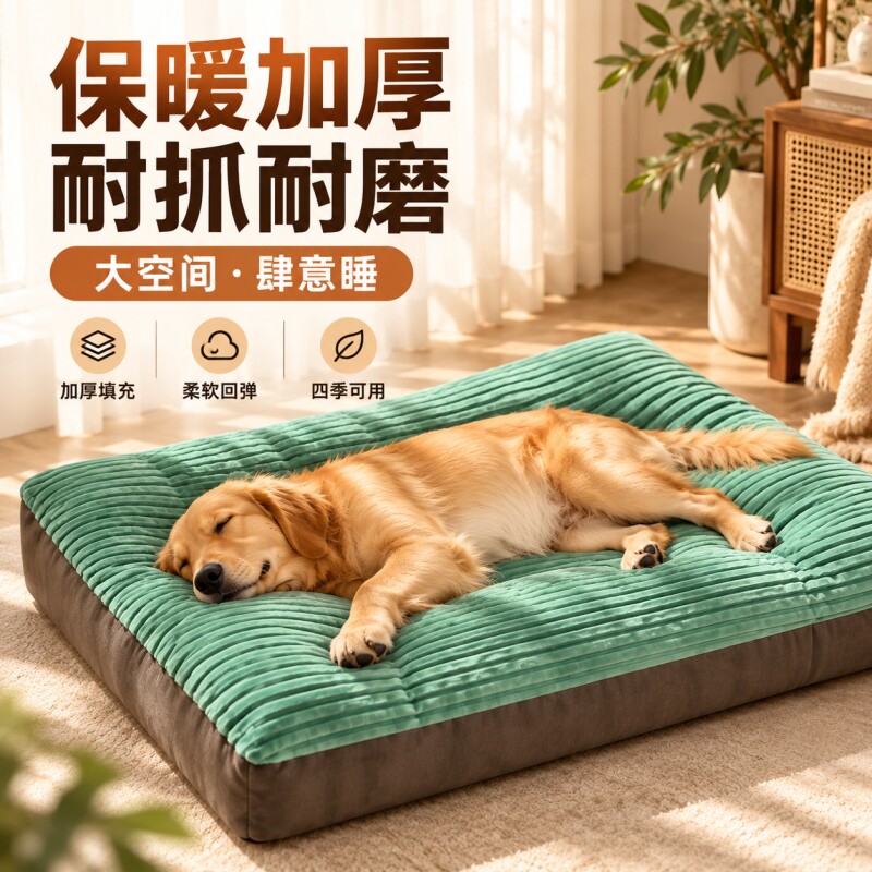 冬季狗狗垫子大号加厚保暖可拆洗中大型犬金毛狗床四季通用睡垫