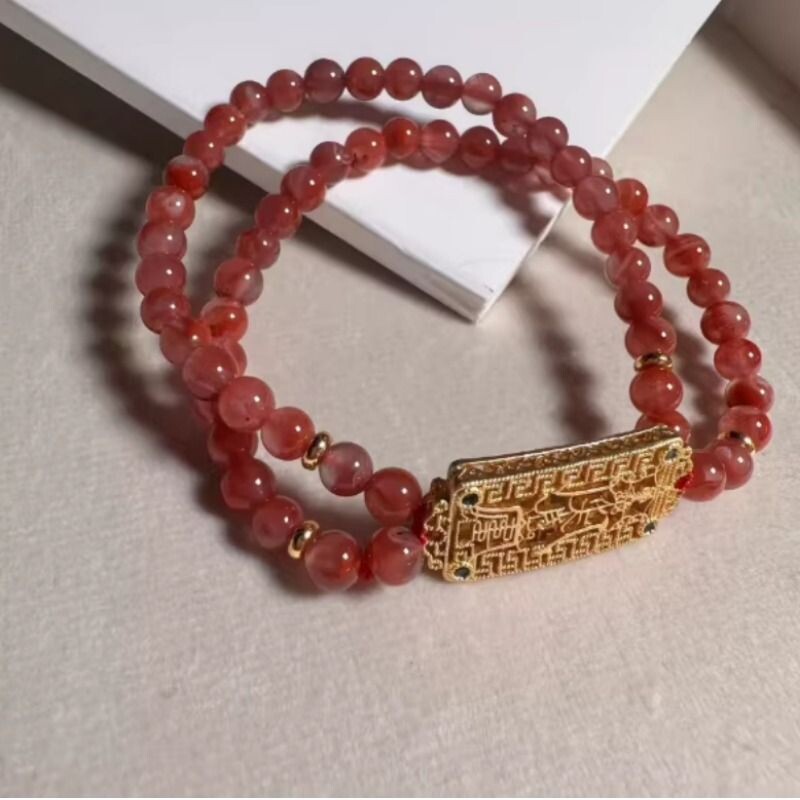 新中式手链天然多宝紫水晶手链九紫离火女国风淡水珍珠双圈手链