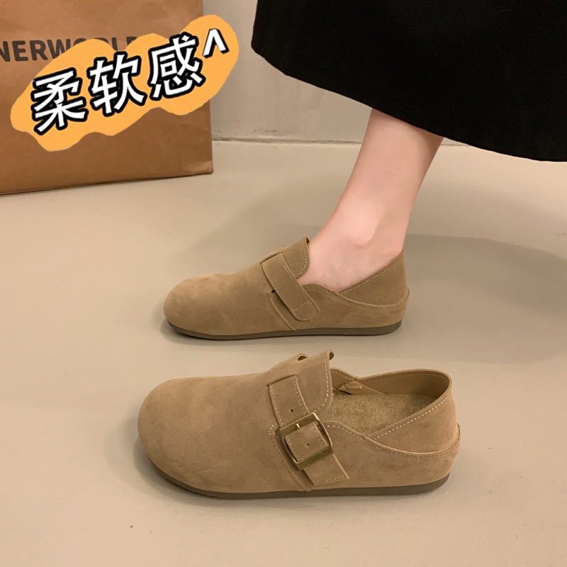 他她女孩踩屎感两穿软皮勃肯鞋女款2025秋季一脚蹬单鞋大码豆豆鞋