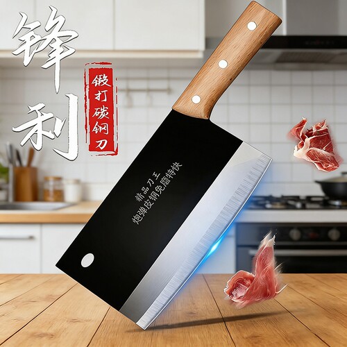 菜刀家用厨房刀具锻打高碳钢切菜切片刀免磨厨师专用刀