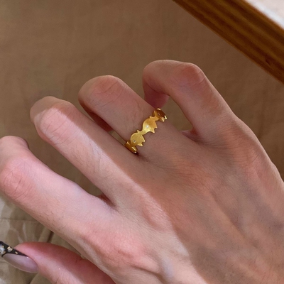 小红书同款吉象点钻拉丝食指戒