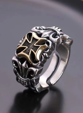 DAMAI泰银船锚十字架戒指