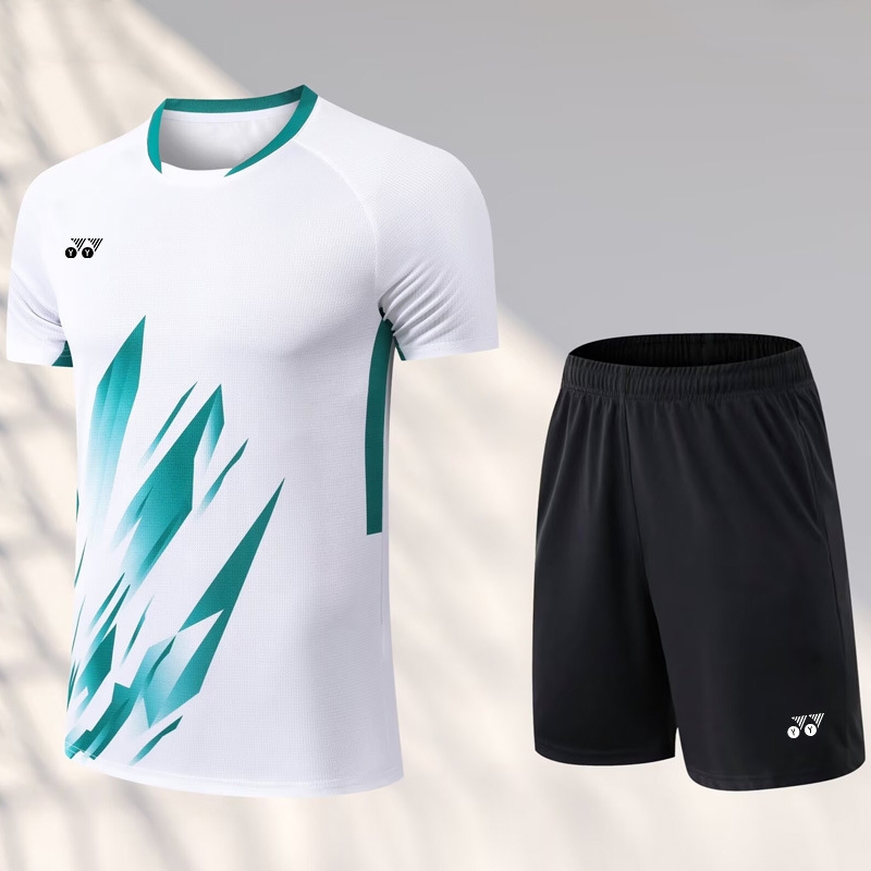 2025新款yy羽毛球服男女同款短袖套装大赛服速干运动服比赛训练服