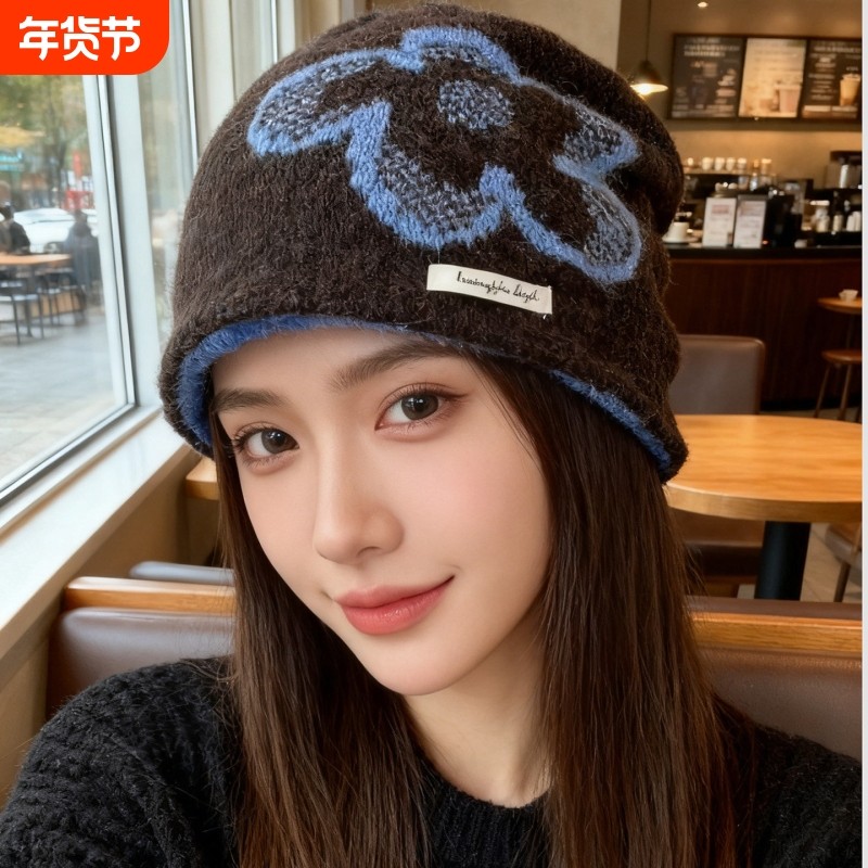 2025新款提花针织帽子女冬韩版复古百搭保暖护耳包头帽显脸小冷帽,服饰配件/皮带/帽子/围巾,帽子,淘宝优惠券,粉丝福利购,淘宝优惠卷