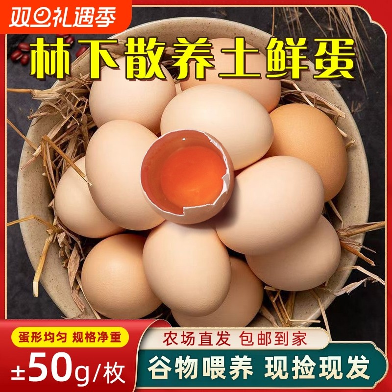 新鲜鸡蛋农家散养真正的土鸡蛋正宗30枚湖北大别山虫草谷物蛋喂养