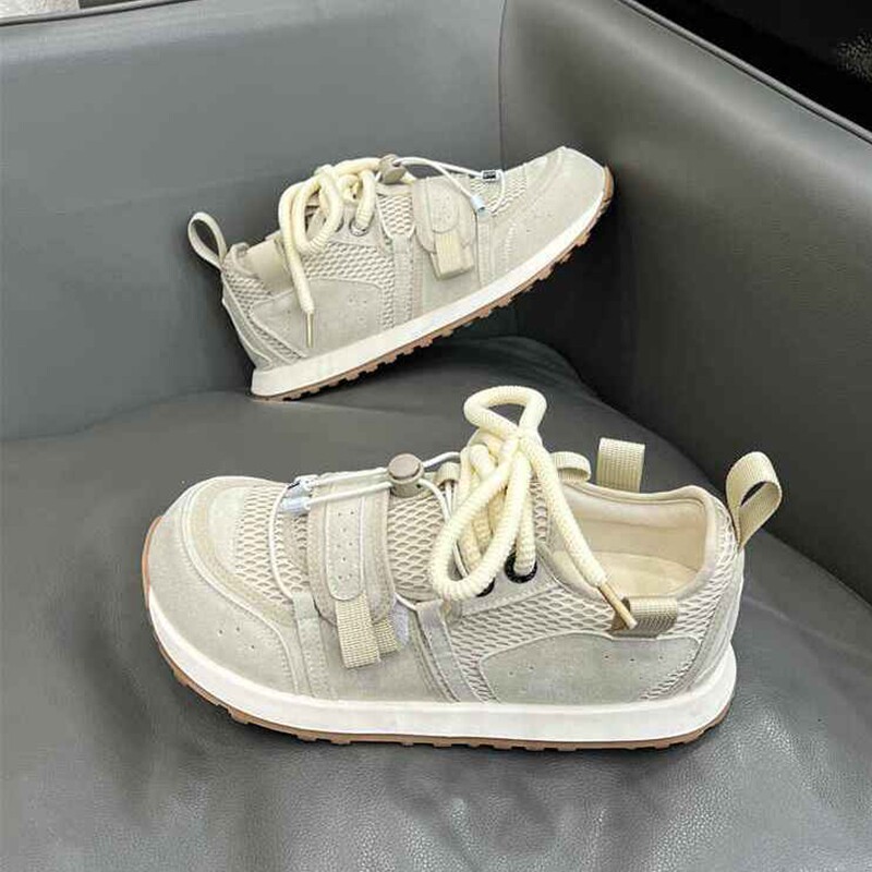 男鞋2026时尚大头丑萌鞋透气网面阿甘鞋软底运动休闲鞋白色圆头