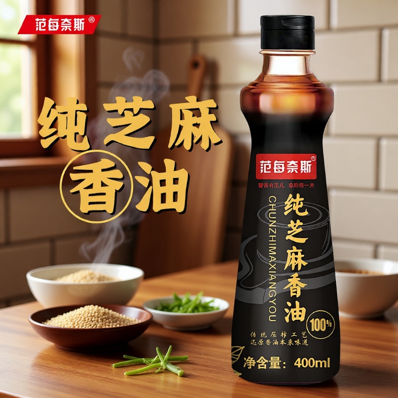 范每奈斯纯芝麻香油400ml传统压榨家用装香麻油宿舍火锅调味凉拌
