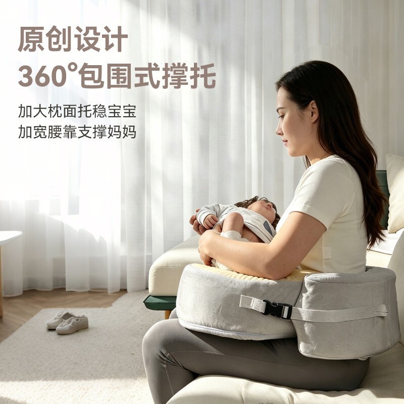 婴儿哺乳枕新生儿喂奶斜坡枕一体分区设计护腰枕宝宝喂奶靠枕拆洗