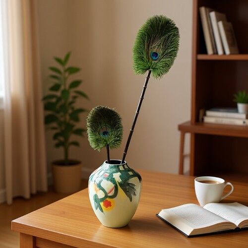 风入松孔雀翎鸵鸟毛掸子高颜值