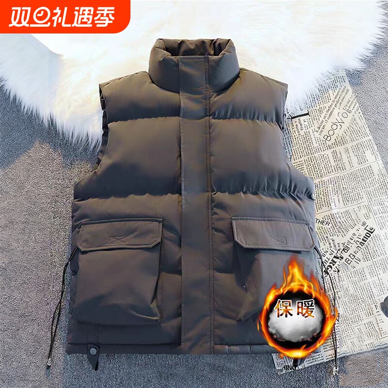 羽绒棉马甲男冬季新款工装潮流保暖背心青年宽松休闲外套加厚坎肩