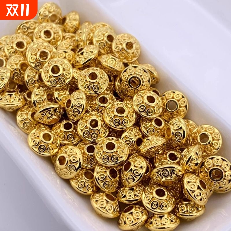 18k包金圆圈飞碟形隔珠手工diy饰品配件手链串珠佛珠扁隔片垫片