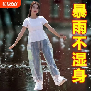一次性雨裤漂流游乐场雨裤防雨套加厚包脚户外连脚塑料不漏水雨裤