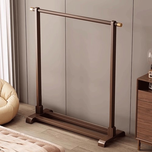 衣架落地卧室家用挂衣架实木次净晾衣帽架简易中古衣服架子置物架