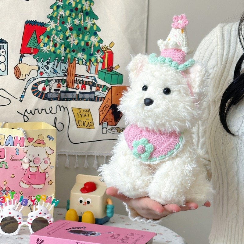 可爱西高地小狗玩偶睡觉抱公仔娃娃毛绒玩具送女生生日礼物男蛋糕