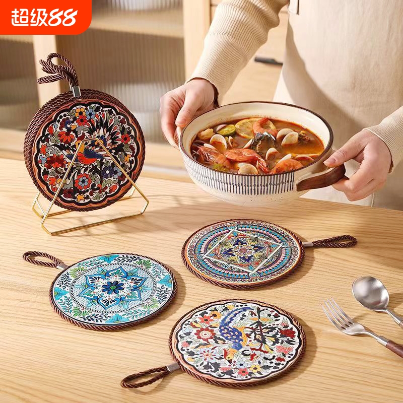 复古隔热垫耐高温砂锅防烫垫珐琅锅垫子陶瓷新中式餐桌餐盘垫桌面