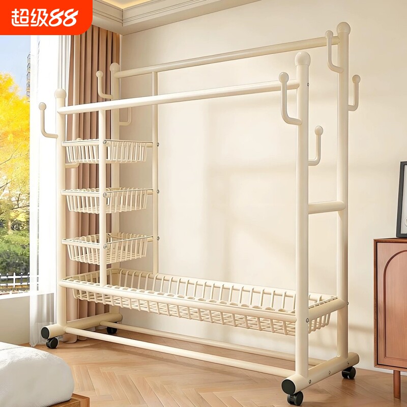 简易衣帽架家用卧室落地多功能挂衣架室内可移动晾衣架宿舍置物架
