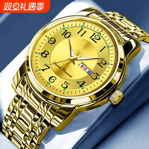 手表男款机械风全自动防水高级感全自动男表数字双日历防水腕表男