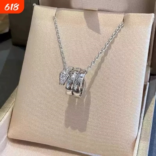 蛇形满钻项链戒指套装玫瑰金小众高级感镶钻锁骨链送女友生日礼物