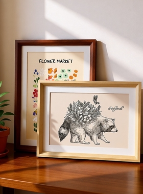 拼图框素描相框A4a3作品装裱复古居家摆台挂墙海报画装裱4k8开