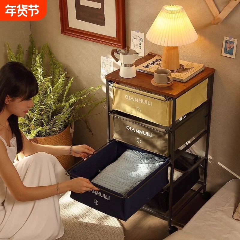 工业风收纳小推车置物架中古可移动床头茶边几零食储物柜落地面板,住宅家具,搁板/置物架/家用陈列架,淘宝优惠券,粉丝福利购,淘宝优惠卷