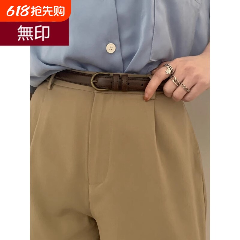 无印MUJ牛仔裤小皮带女士日本新款腰带女款夏季复古百搭细装饰窄