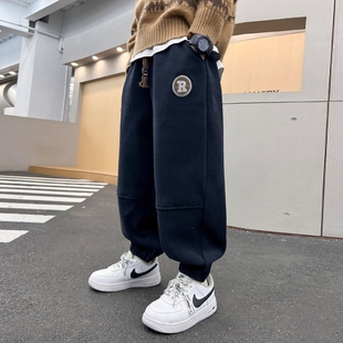 加绒卫裤 中大童痞帅炸街运动裤 潮帅气 子2025秋冬新款 男童灯芯绒裤