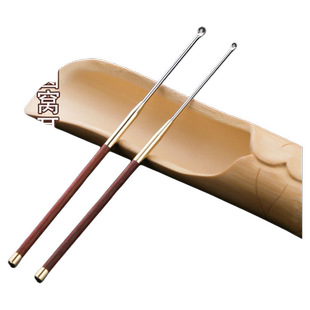 红檀木挖耳勺大人用采耳工具家用不伤耳扣耳勺掏耳神器不锈钢发光