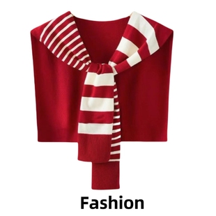 搭配围巾护肩两用潮流 针织条纹小披肩外搭女高级感春夏季 新款 衬衫