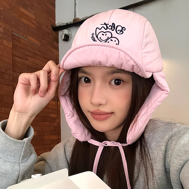 可爱狐狸毛绒帽子撞色围巾一体三件套女秋冬百搭加厚保暖骑车围脖